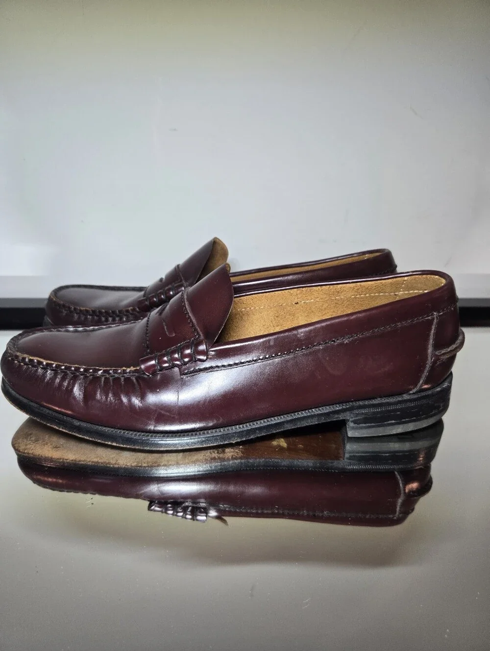 Florsheim Berkley Penny Loafers Men's 9 Mock Toe Burgundy Slip On Classic Preppy